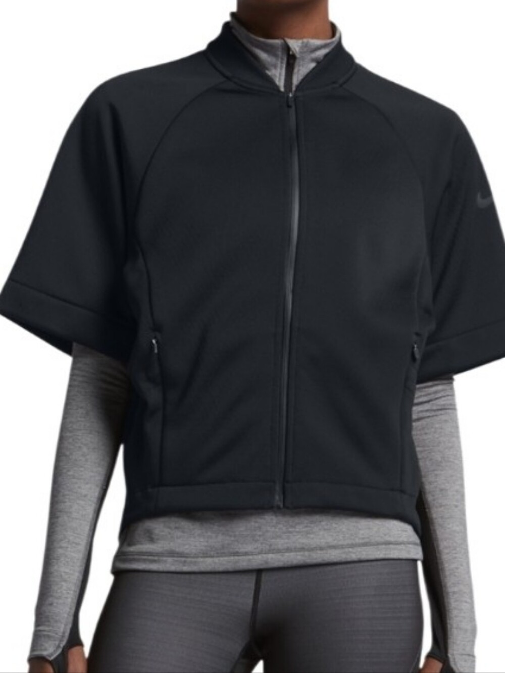 NWT Nike Therma DRI- FIT Black Short Sleeve Zip Jacket Sphere Trennig